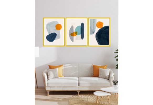 ÇERÇEVELİ ÜÇLÜ ABSTRACT TABLO SETİ